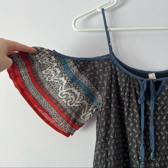🍉 Free People Off Shoulder Flutter Sleeves Boho Slip Dress Small - Picture 3 of 15